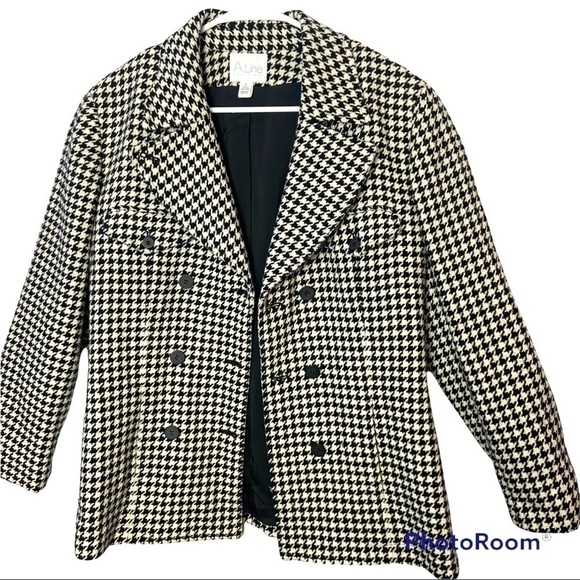 Anne Klein A-Line Wool Houndstooth Blazer Double Breasted Jacket Lined V… - Picture 11 of 11